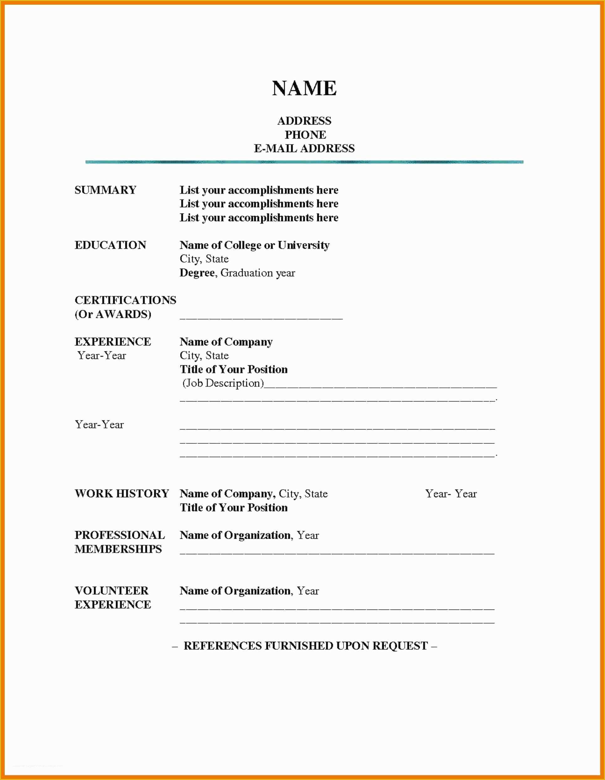 resume form