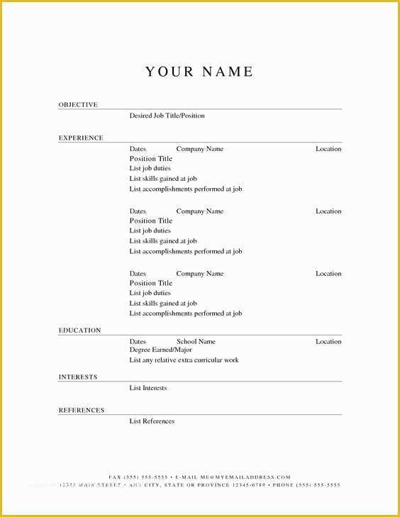 Free to Print Resume Templates Of Printable Resume Templates