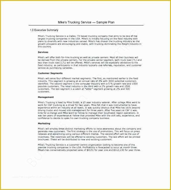 Free Transportation Proposal Template Of Business Plan for towing Pany Sample Business Plan for