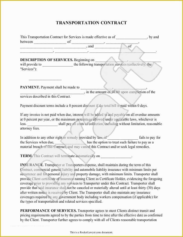 Free Transportation Proposal Template Of Transportation Contract Agreement form with Sample