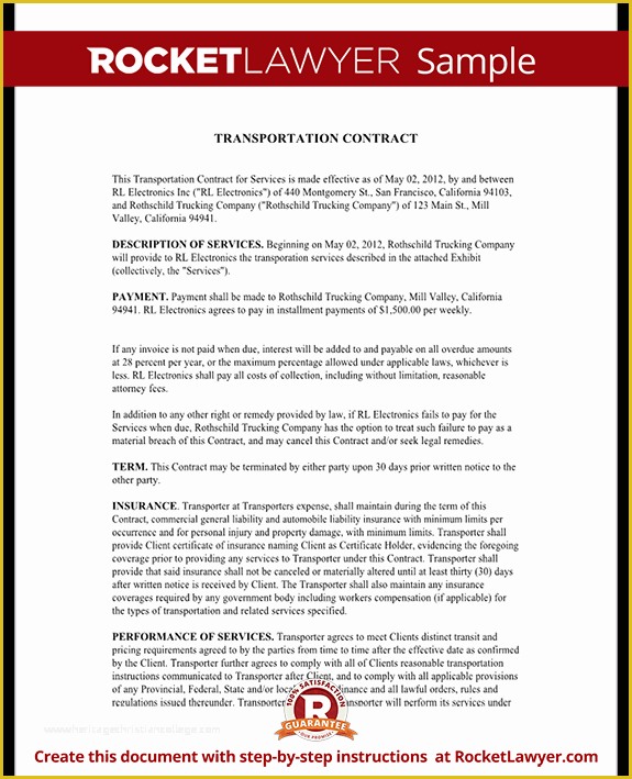 Free Transportation Proposal Template Of Transportation Contract Agreement form with Sample