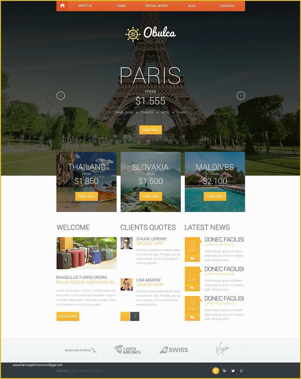 Free Travel Agency Website Templates Of Travel Agency Responsive Website Template