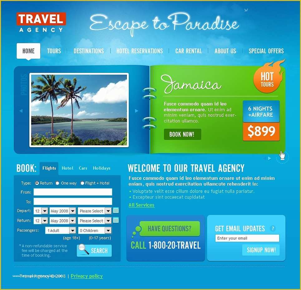 Free Travel Agency Website Templates Of Travel Agency Website Template