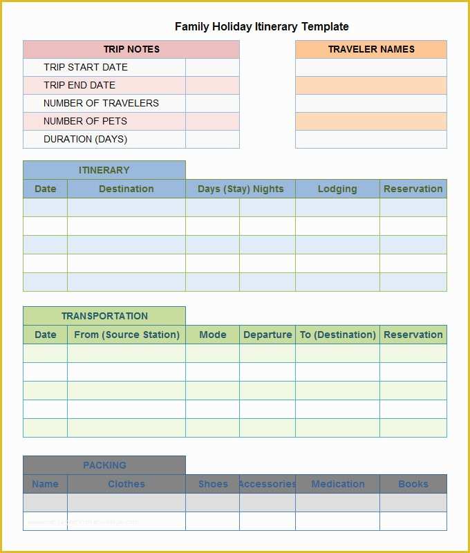 Free Travel Itinerary Planner Template Of 5 Holiday Itinerary Templates Word Excel