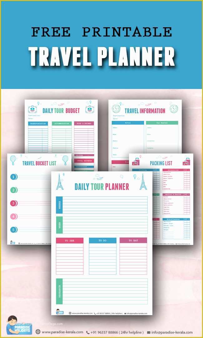 Free Travel Itinerary Planner Template Of Free Printable Travel Planner Paradise Holidays Cochin