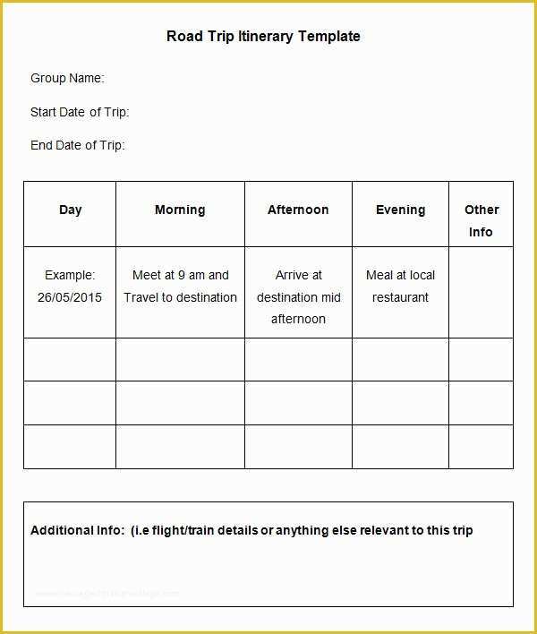 Free Travel Itinerary Planner Template Of Road Trip Planner Template