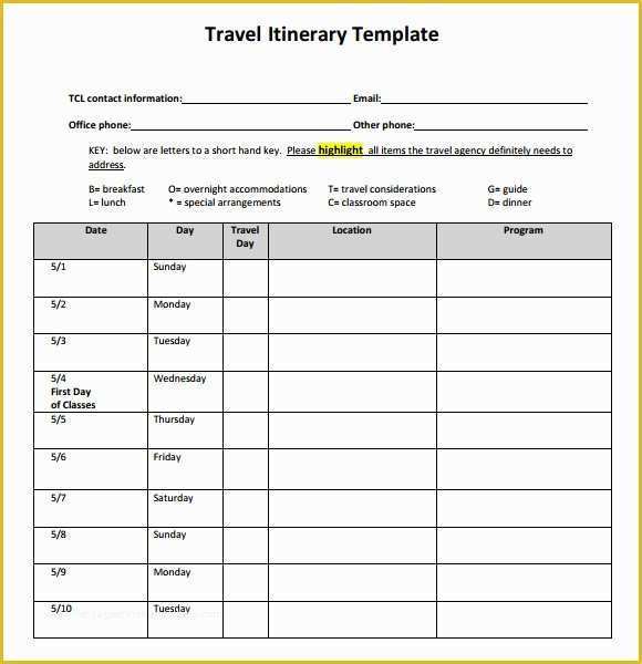 Free Travel Itinerary Planner Template Of Travel Itinerary Template 7 Download Documents In Pdf Word