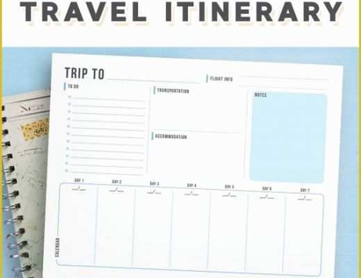 Free Travel Itinerary Planner Template Of Travel Itinerary Template Family Travel Planner Printable