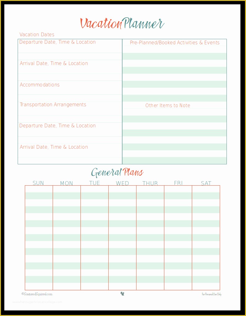 Free Travel Itinerary Planner Template Of Vacation Planner Template