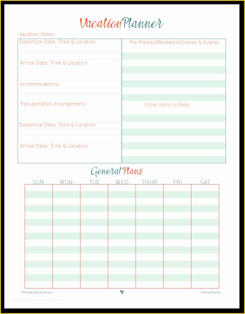 Free Travel Itinerary Planner Template Of Vacation Planner Template