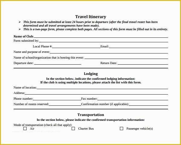 Free Travel Itinerary Template Of 7 Road Trip Itinerary Templates