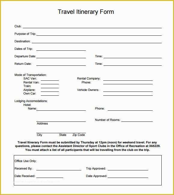 Free Travel Itinerary Template Of 7 Vacation Itinerary Samples
