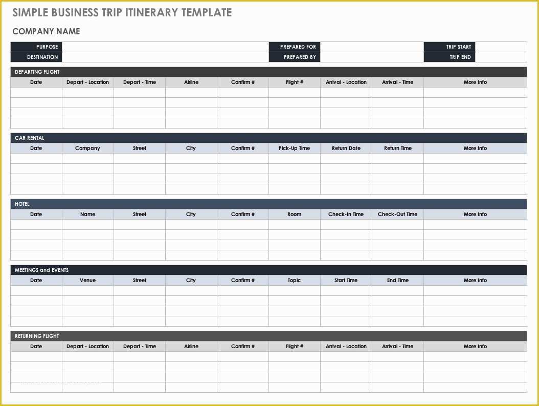 Free Travel Itinerary Template Of Free Itinerary Templates