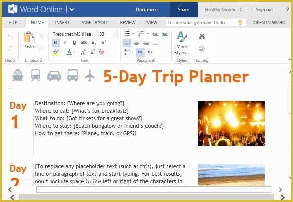 Free Travel Itinerary Template Of Trip Planner Template for Word Line