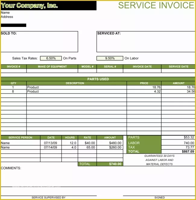 Free Tree Service Invoice Template Of 5 Service Invoice Templates for Word and Excel