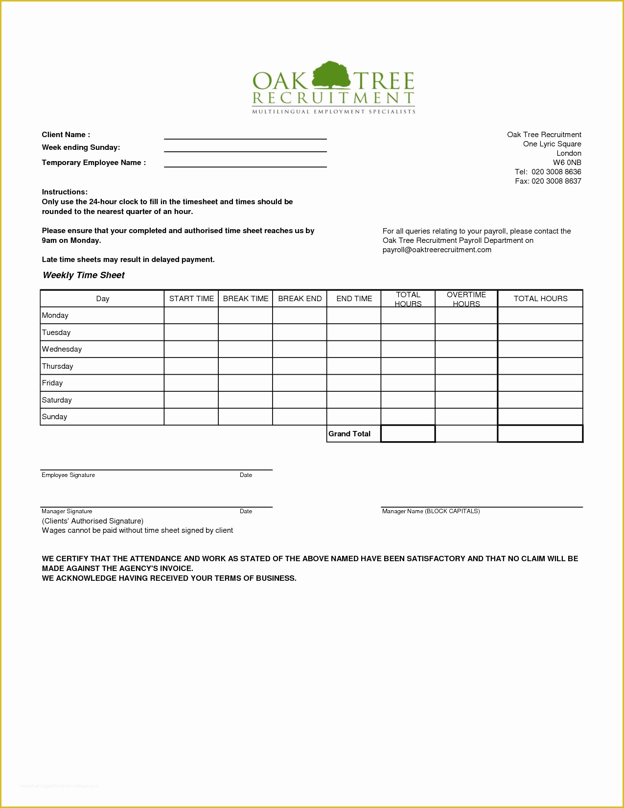 Tree Removal Invoice Template