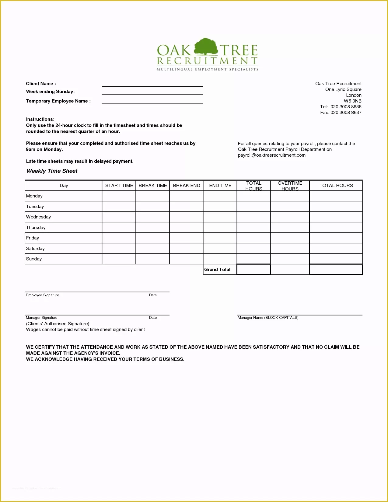 Tree Removal Tree Service Invoice Template