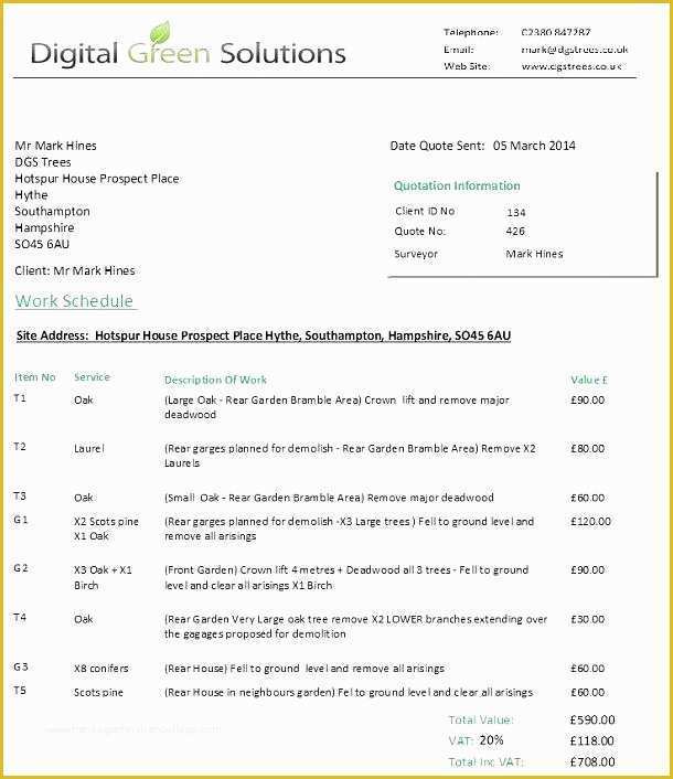 Free Tree Service Invoice Template Of Free Template Estimate Invoice for Tree Service 10