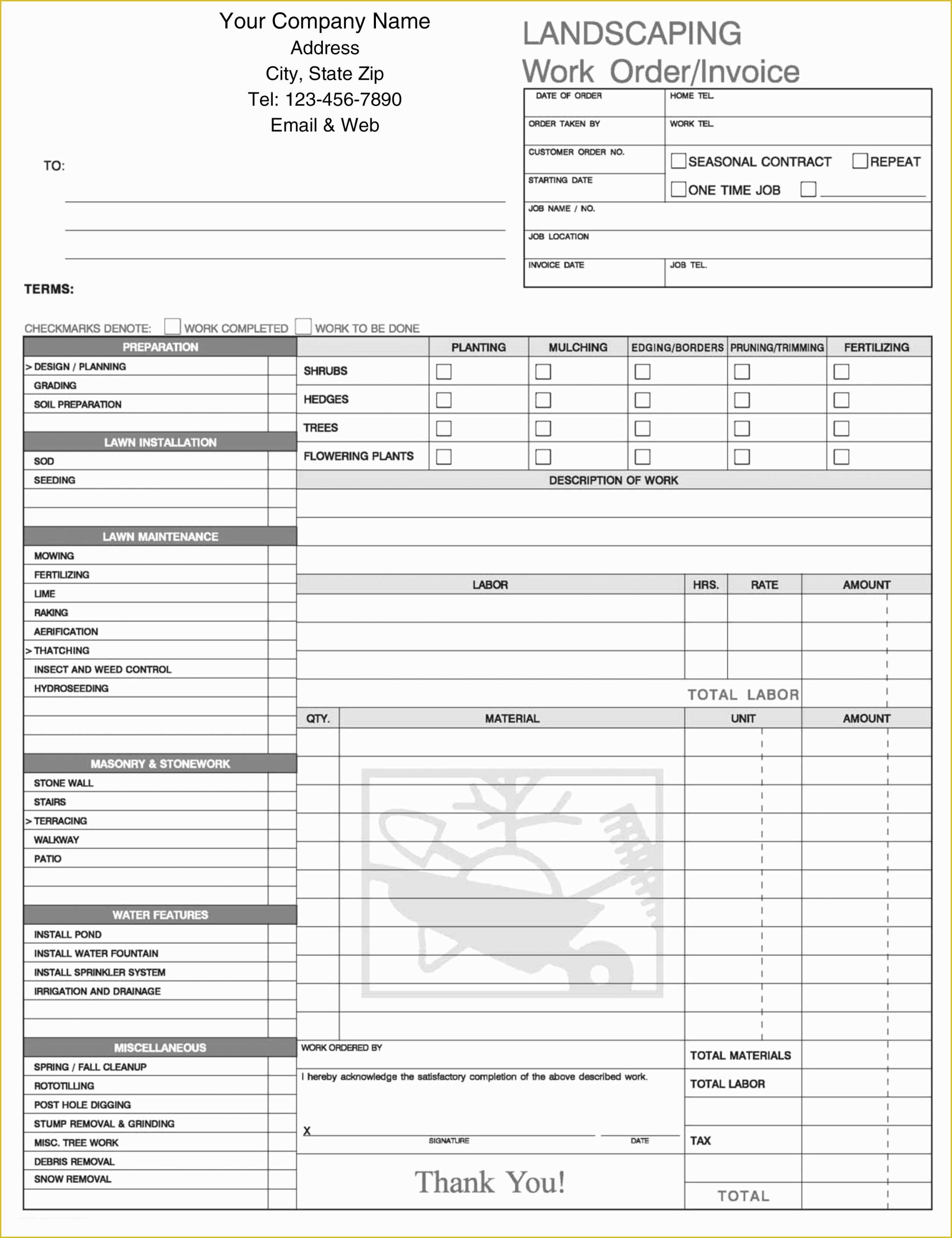 Free Tree Service Invoice Template Of Tree Service Invoice Template Free Templates Fice Cv