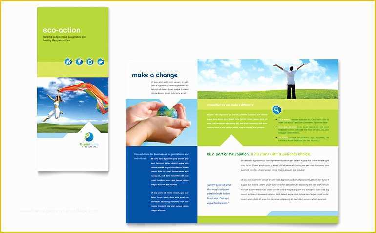 Free Tri Fold Brochure Templates Microsoft Word Of Green Living &amp; Recycling Tri Fold Brochure Template Word