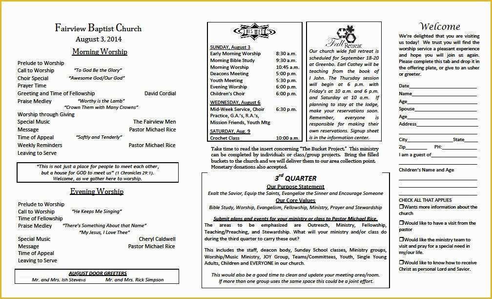 Free Tri Fold Church Bulletin Templates Of 18 Church Brochure Templates