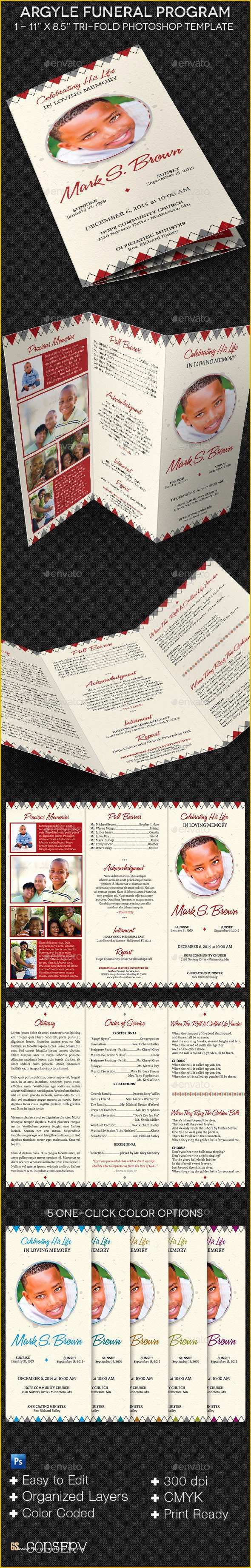 Free Tri Fold Church Bulletin Templates Of Argyle Tri Fold Funeral Program Template by Godserv On