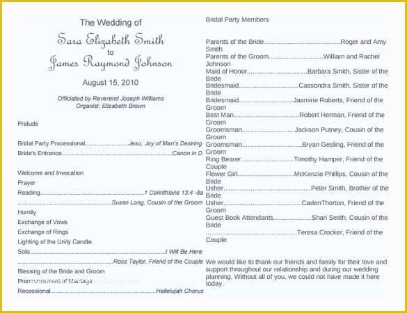 Free Tri Fold Church Bulletin Templates Of Free Wedding Program Word Templates