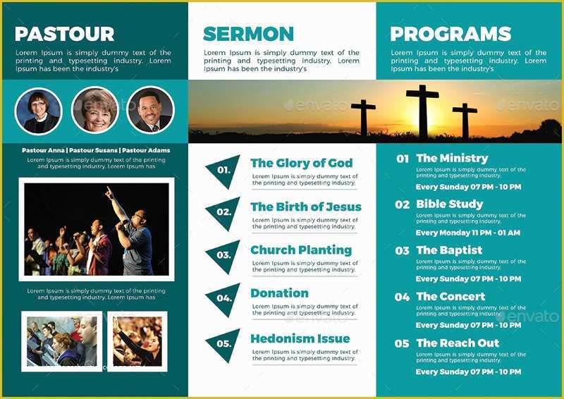 Free Tri Fold Church Bulletin Templates Of Real Hopes Church Trifold