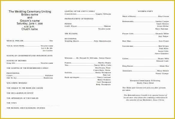 Free Tri Fold Wedding Brochure Templates Of 67 Wedding Program Template Free Word Pdf Psd