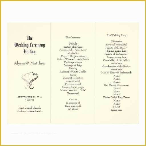 Free Tri Fold Wedding Brochure Templates Of 8 Best Of Tri Fold Wedding Program Examples Free