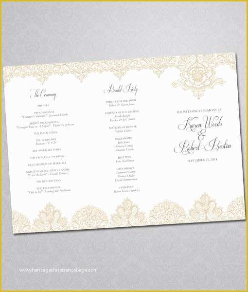 Free Tri Fold Wedding Brochure Templates Of Diy Pearls and Lace Wedding Program Tri Fold Template