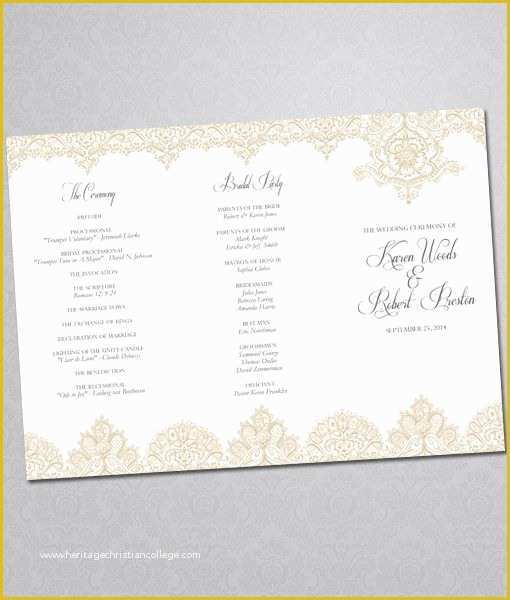Free Tri Fold Wedding Brochure Templates Of Diy Pearls and Lace Wedding Program Tri Fold Template