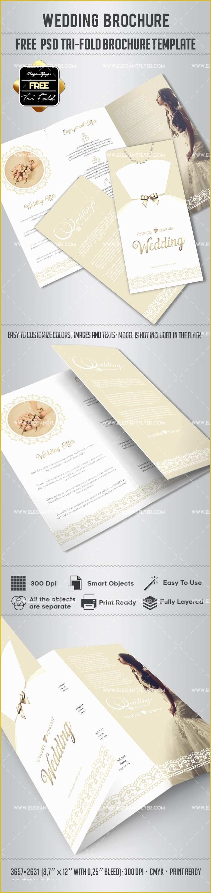 Free Tri Fold Wedding Brochure Templates Of Free Wedding Tri Fold Psd Brochure Template – by Elegantflyer