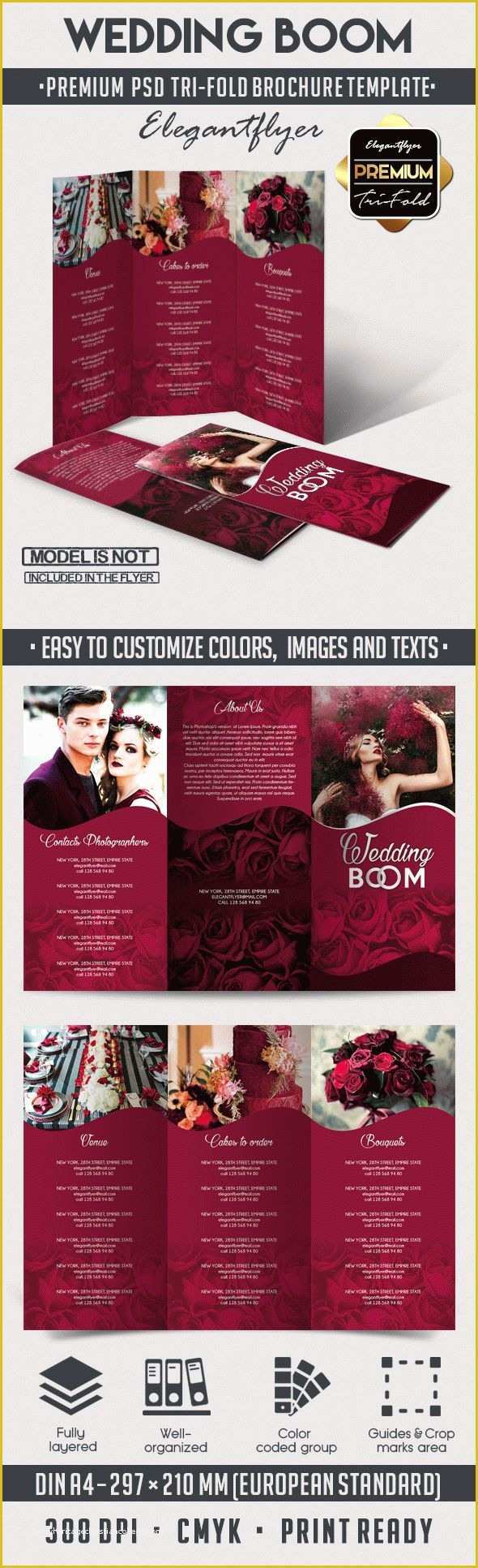 Free Tri Fold Wedding Brochure Templates Of Wedding Boom – Tri Fold Brochure Psd Template – by