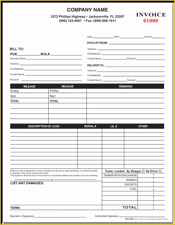 Free Trucking Invoices Templates Of Invoice Template for Trucking Pany Truckers Invoice