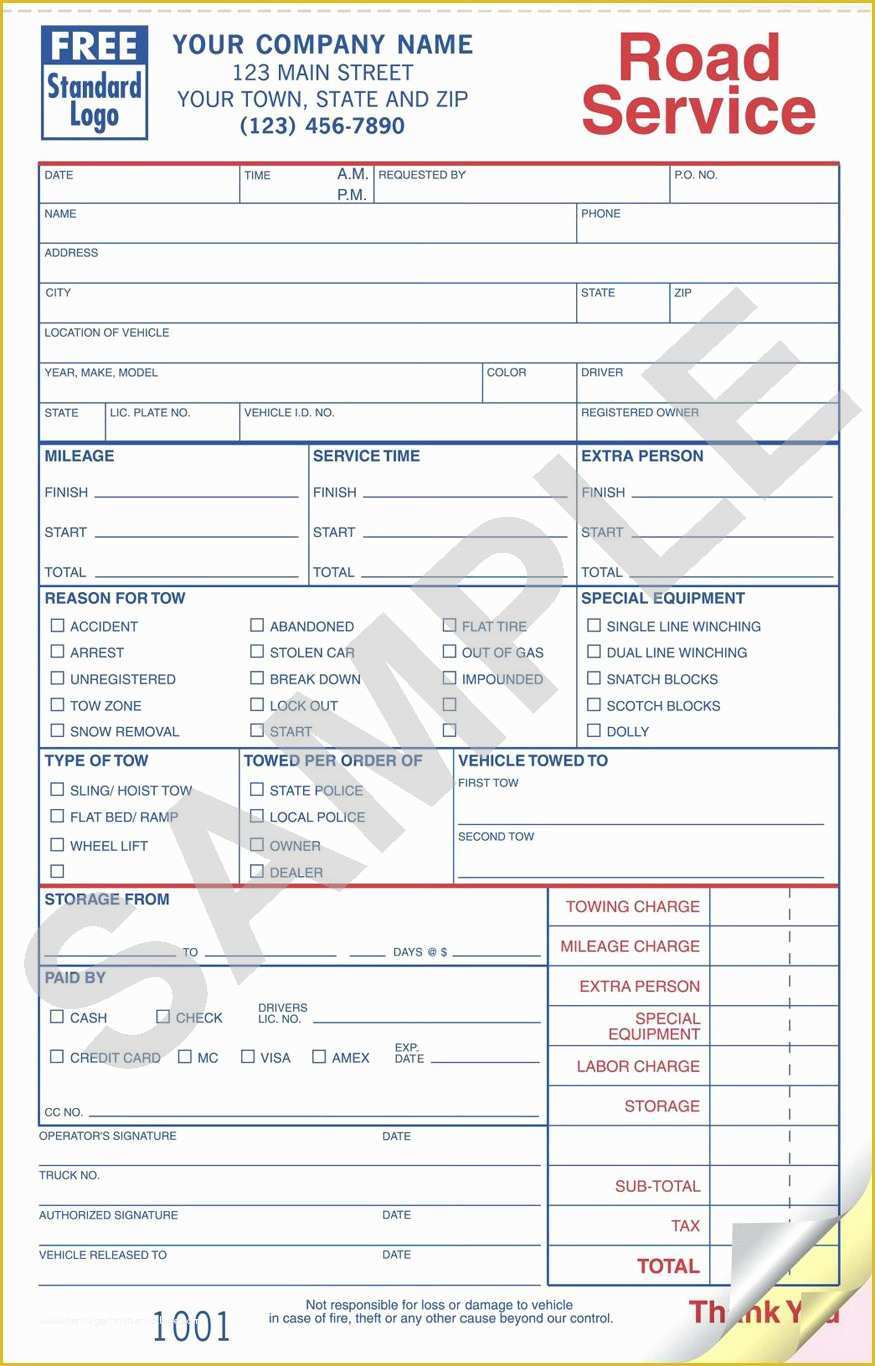 Free Trucking Invoices Templates Of towing Carbonless Receipt