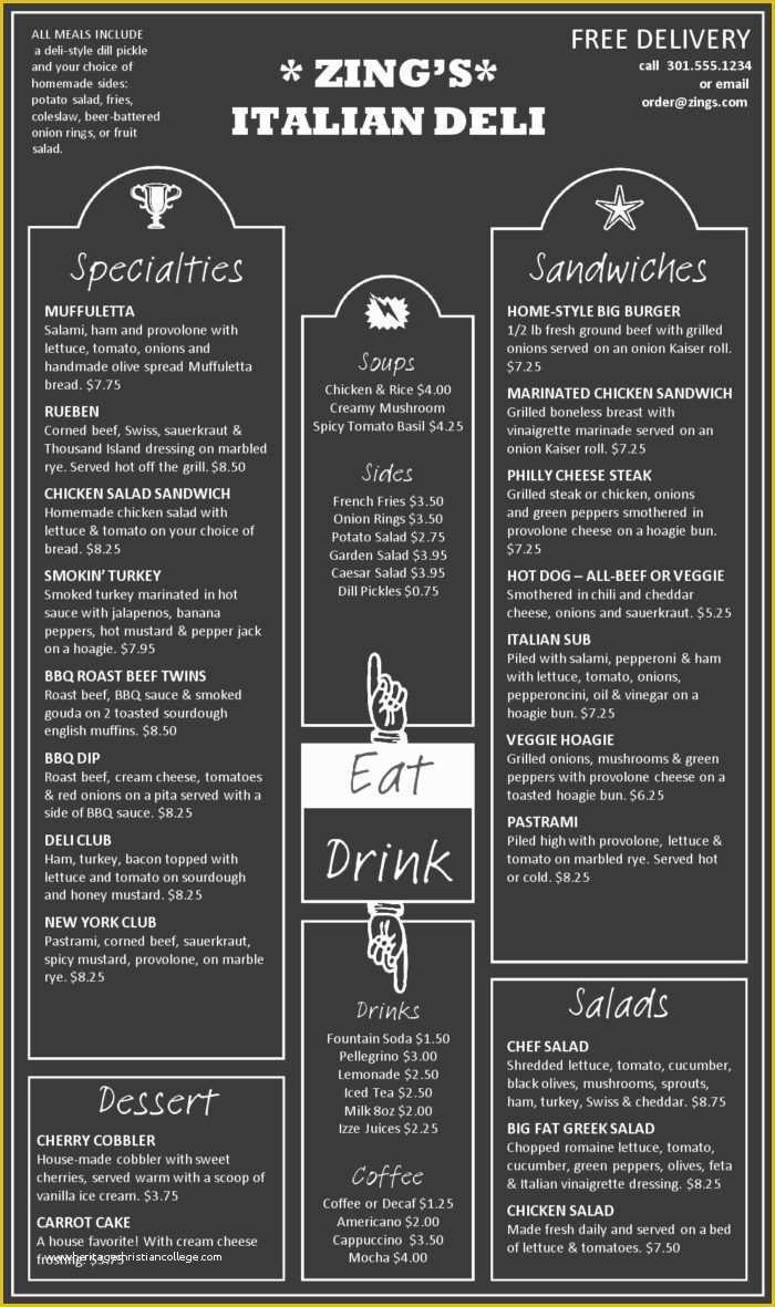 Free Typography Templates Of 50s Diner Menu Template Free Templates Resume Examples