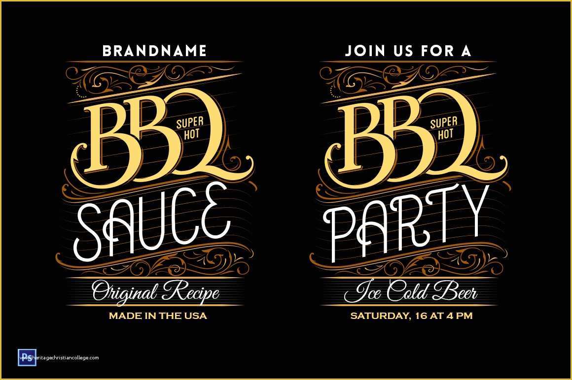 Free Typography Templates Of Bbq Party Sauce Lettering Template Illustrations On