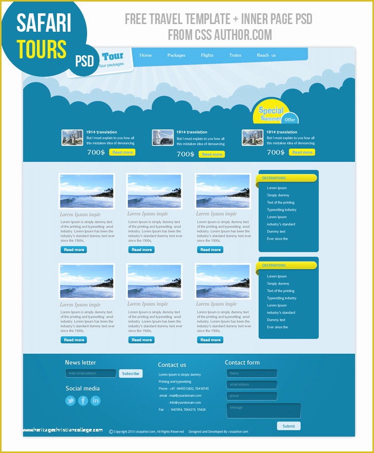 Free Typography Templates Of Premium Travel Web Design Template Psd for Free Freebie