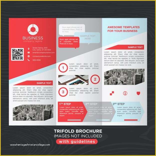 Free Typography Templates Of Red Gray Business Trifold Brochure Layout Template Vector