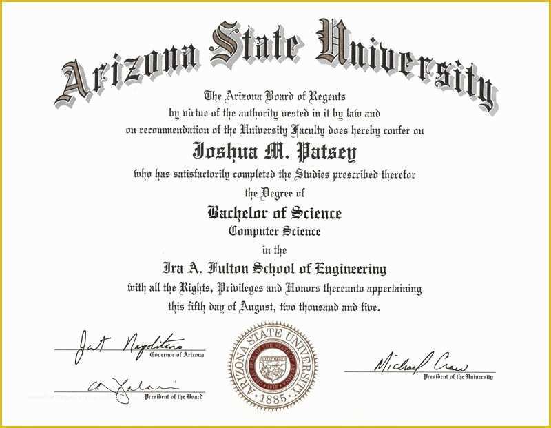 Free University Diploma Templates Of Printable College Diploma Template asu