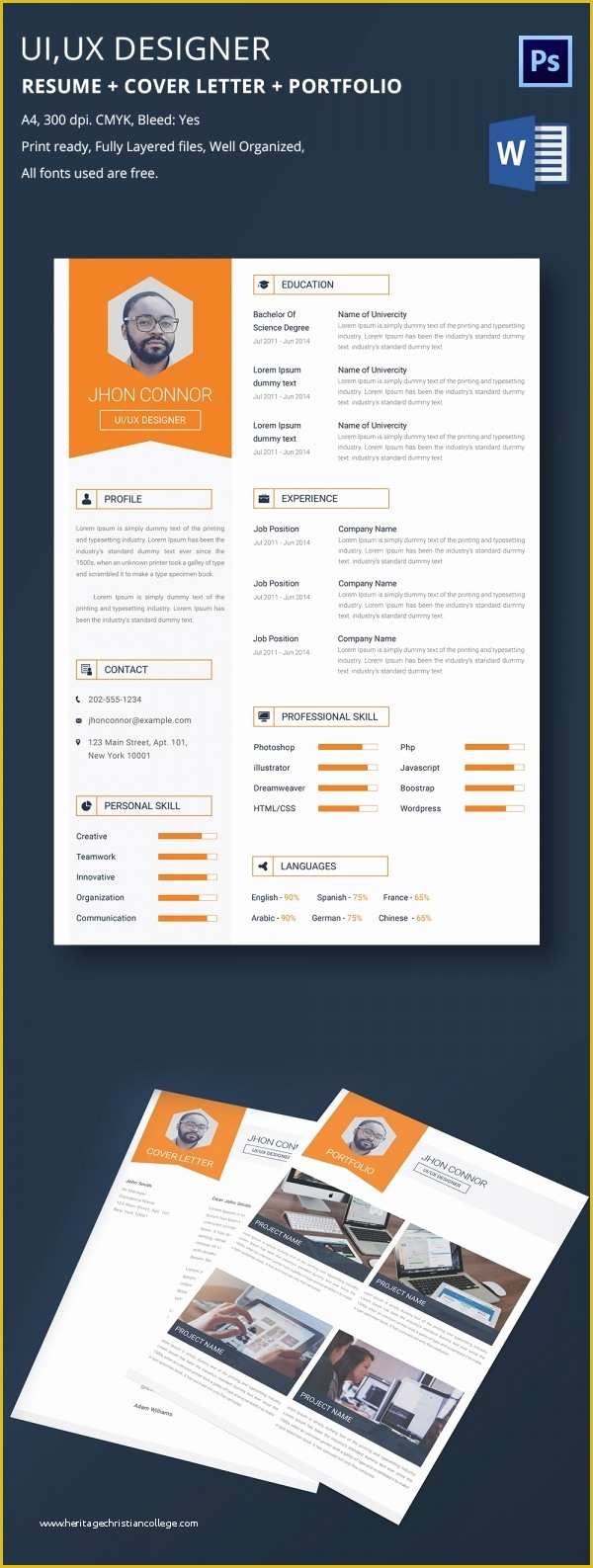 Free Ux Portfolio Template Of Graphic Designer Resume Cover Letter Portfolio