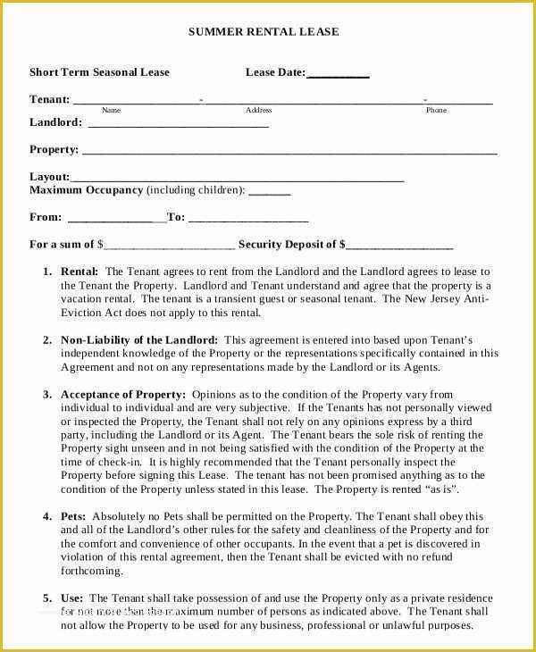 Free Vacation Rental Agreement Template Of 10 Vacation Rental Agreement – Free Sample Example