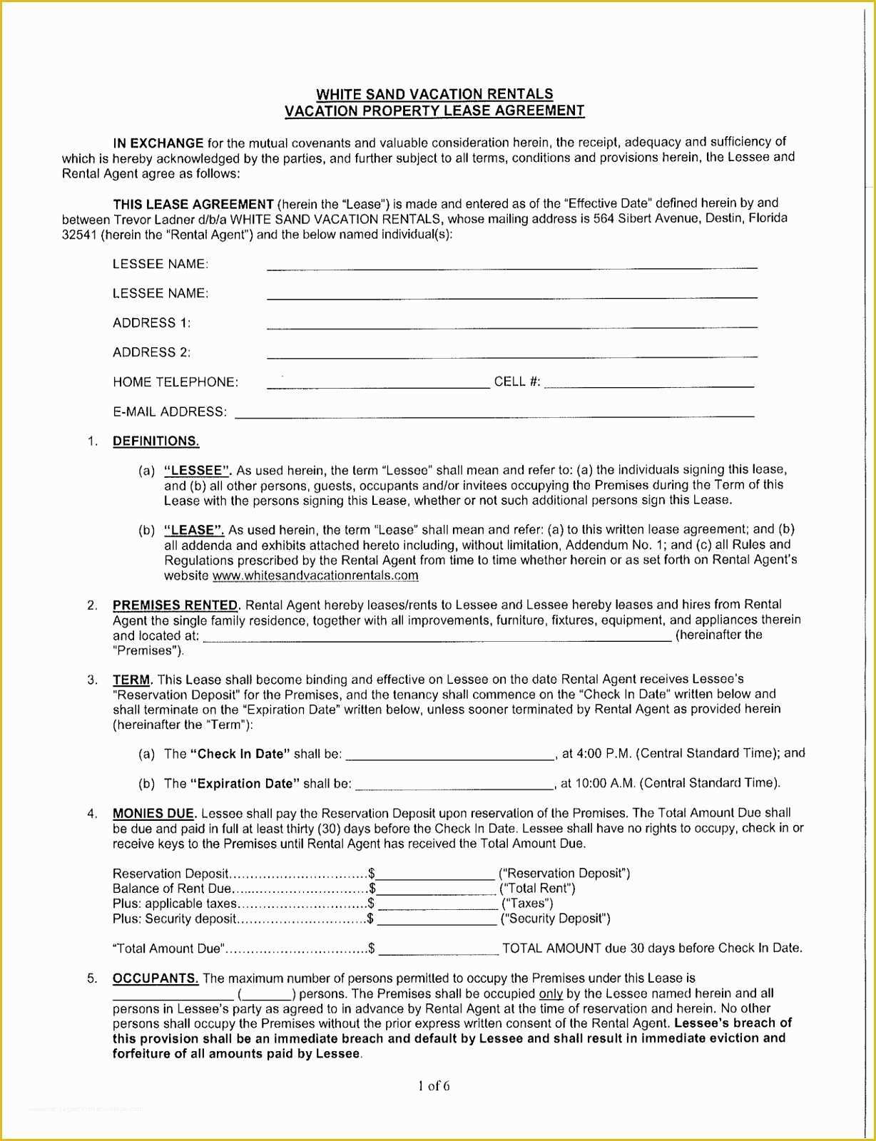 Free Vacation Rental Agreement Template Of 12 Mercial Lease Agreement Florida Template Uiiru