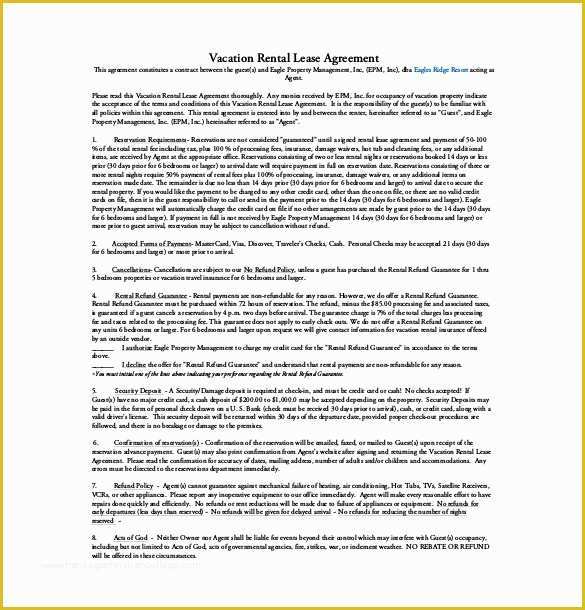 Free Vacation Rental Agreement Template Of 16 Lease Agreement Templates – Word Pdf Pages