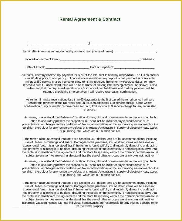 Free Vacation Rental Agreement Template Of 42 Simple Rental Agreement Templates Pdf Word