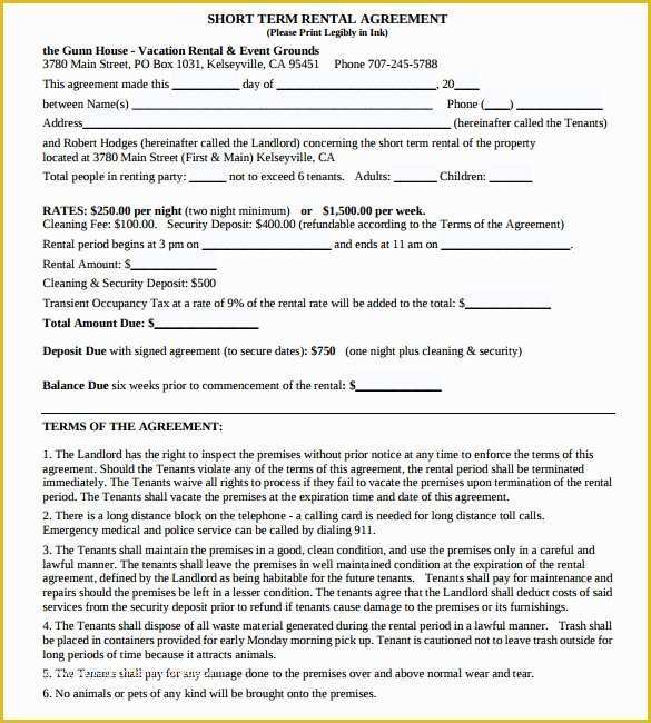 Free Vacation Rental Agreement Template Of 8 Vacation Rental Agreement Templates – Samples Examples