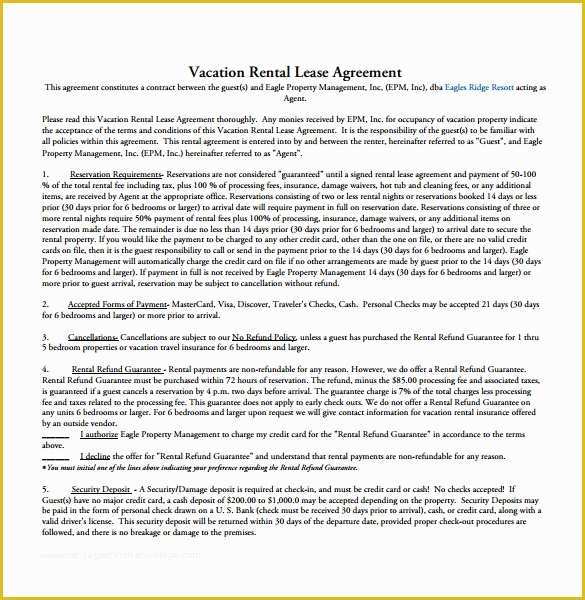 Free Vacation Rental Agreement Template Of 9 Rental Agreement Templates