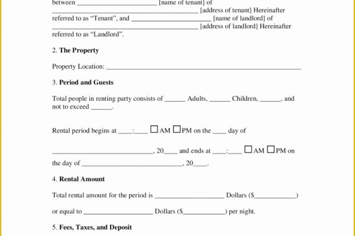 Free Vacation Rental Agreement Template Of Free Vacation Short Term Rental Lease Agreement Word