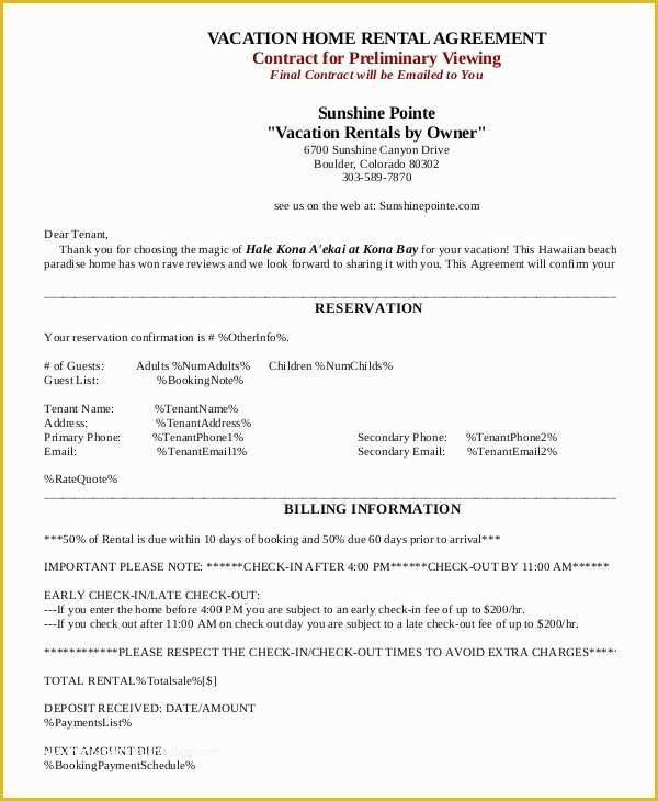 Free Vacation Rental Agreement Template Of House Rental Agreement 10 Word Pdf Documents Download